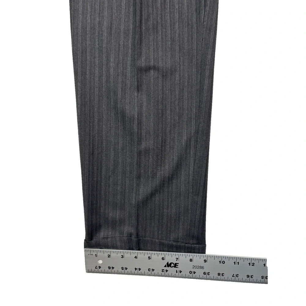 Hickey Freeman 48L 48XL 38x34 Gray Stripe 2pc Pant Suit Loro Piana Super 150s